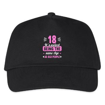 Strange at the same age as old 18th birthday - Kids’ Baseball Cap - black - Front