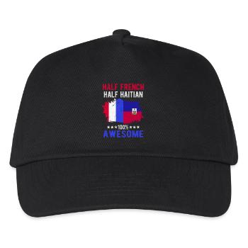 Halb Franzose Halb Haitianer - Kinder Basecap - Schwarz - Vorne