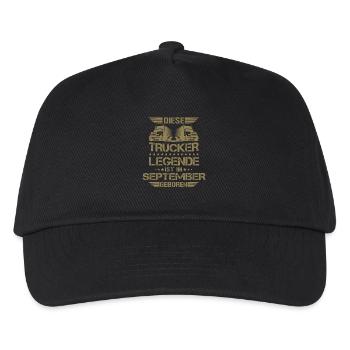 LKW Fahrer September Geburtstag Trucker Fernfahrer - Kinder Basecap - Schwarz - Vorne