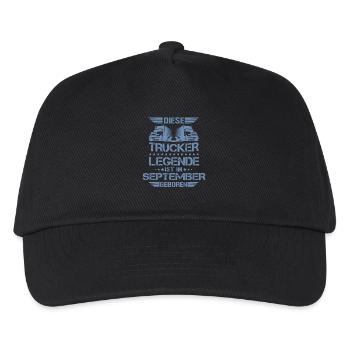 LKW Fahrer September Geburtstag Trucker Fernfahrer - Kinder Basecap - Schwarz - Vorne