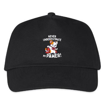 Katzen Never Underestimate My Pawer Wortspiel Cat - Kinder Basecap - Schwarz - Vorne
