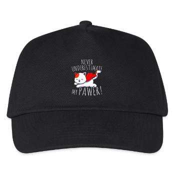 Katzen Never Underestimate My Pawer Wortspiel Cat - Kinder Basecap - Schwarz - Vorne