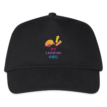 Camping Vibes Quote Caravan Wohnmobil Verlauf Fan - Kinder Basecap - Schwarz - Vorne