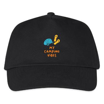 Camping Vibes Quote Caravan Wohnmobil Van Life Fun - Kinder Basecap - Schwarz - Vorne