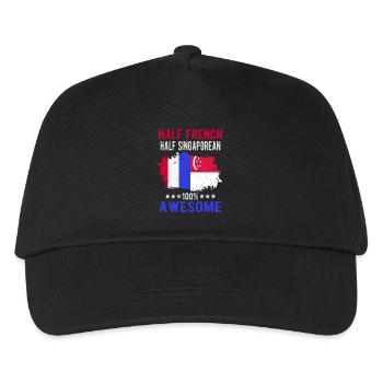 Halb Franzose Halb Singapurer - Kinder Basecap - Schwarz - Vorne