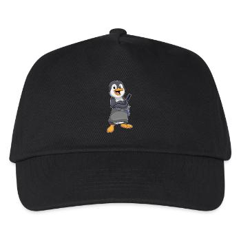 Pinguin Friseur Kamm - Kinder Basecap - Schwarz - Vorne