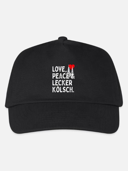 Love Peace Lecker Kölsch Köln Karneval Kölner Dom - Kinder Basecap - Schwarz