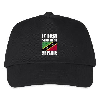 Sankt Kitts und Nevis Flagge Spruch - Kinder Basecap - Schwarz - Vorne