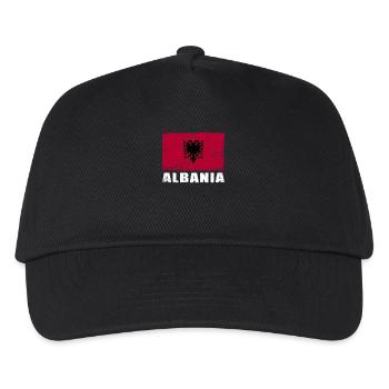 Albanien Flagge Grunge Albanien Fahne - Kinder Basecap - Schwarz - Vorne