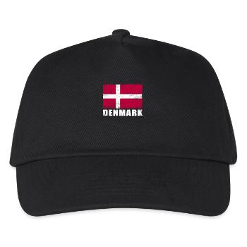 Dänemark Flagge Grunge Dänemark Fahne - Kinder Basecap - Schwarz - Vorne