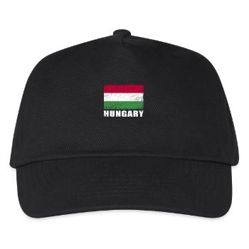 Ungarn Flagge Grunge Ungarn Fahne - Kinder Basecap - Schwarz - Vorne