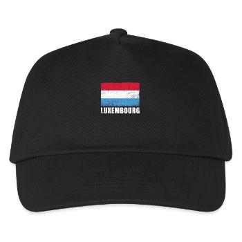 Luxemburg Flagge Grunge Luxemburg Fahne - Kinder Basecap - Schwarz - Vorne