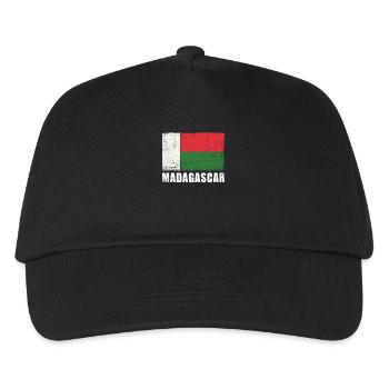 Madagaskar Flagge Grunge Madagaskar Fahne - Kinder Basecap - Schwarz - Vorne