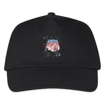 Manga Girl mit Kopfhörer Anime - Kinder Basecap - Schwarz - Vorne