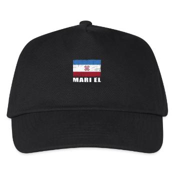 Mari El Flagge Grunge Mari El Fahne - Kinder Basecap - Schwarz - Vorne