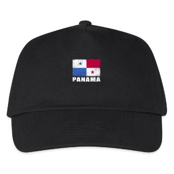 Panama Flagge Grunge Panama Fahne - Kinder Basecap - Schwarz - Vorne