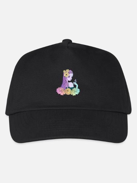 Manga Girl Anime Girl Schmetterling - Kinder Basecap - Schwarz
