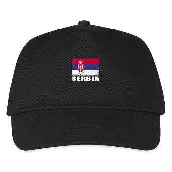 Serbien Flagge Grunge Serbien Fahne - Kinder Basecap - Schwarz - Vorne