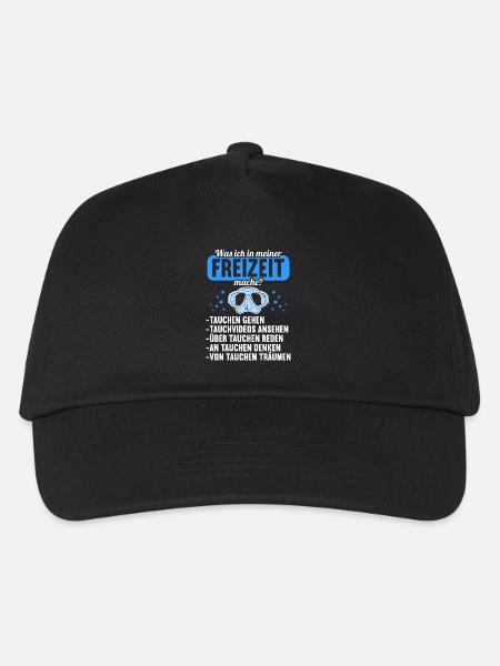 was ich in Freiteit mache Tauchen Tauch Taucher - Kinder Basecap - Schwarz