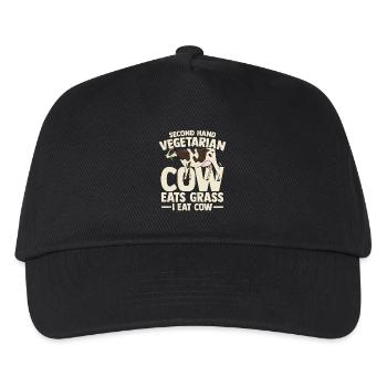 second hand vegetarian cow eats grass i eat cow - Kinder Basecap - Schwarz - Vorne