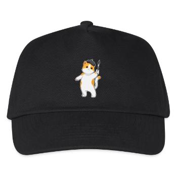 Cat Painter Brush Painting - Kids’ Baseball Cap - black - Front