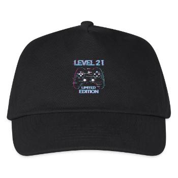 Geburtstag Level 21 Gaming Limited Edition Gamer - Kinder Basecap - Schwarz - Vorne