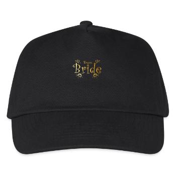 Team Braut in Gold Hochzeitsfeier - Kinder Basecap - Schwarz - Vorne