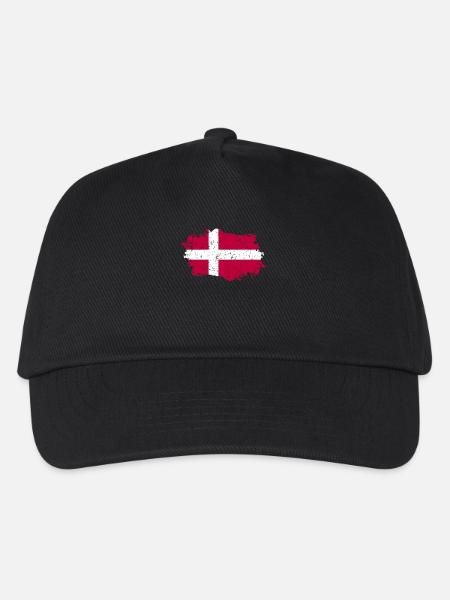 Dänemark Flagge Grunge Dänemark Fahne - Kinder Basecap - Schwarz