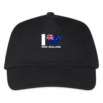 Ich liebe Neuseeland Herz Flagge Neuseeland - Kinder Basecap - Schwarz - Vorne