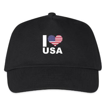 Ich liebe Usa Herz Flagge Usa - Kinder Basecap - Schwarz - Vorne