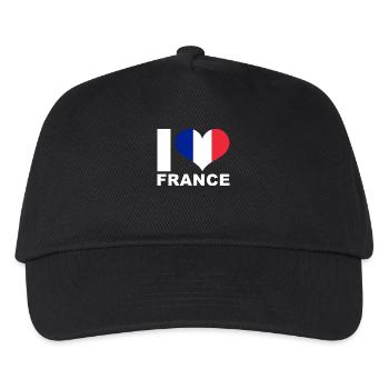 Ich liebe Frankreich Herz Flagge Frankreich - Kinder Basecap - Schwarz - Vorne