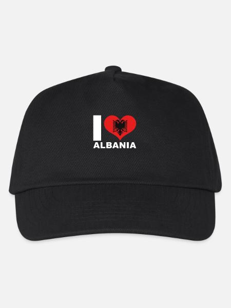 Ich liebe Albanien Herz Flagge Albanien - Kinder Basecap - Schwarz
