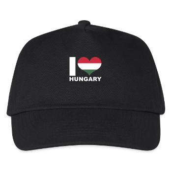Ich liebe Ungarn Herz Flagge Ungarn - Kinder Basecap - Schwarz - Vorne