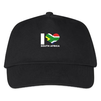 Ich liebe Südafrika Herz Flagge Südafrika - Kinder Basecap - Schwarz - Vorne