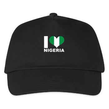 Ich liebe Nigeria Herz Flagge Nigeria - Kinder Basecap - Schwarz - Vorne