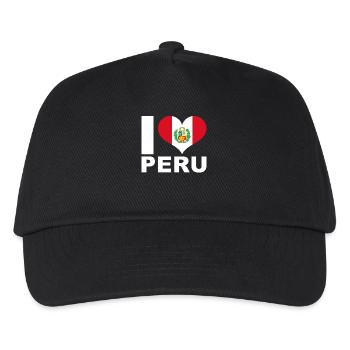 Ich liebe Peru Herz Flagge Peru - Kinder Basecap - Schwarz - Vorne