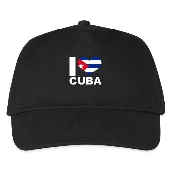 Ich liebe Kuba Herz Flagge Kuba - Kinder Basecap - Schwarz - Vorne