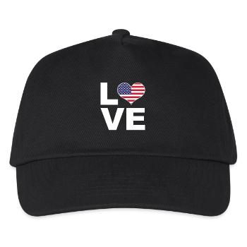 Ich liebe Usa Herz Flagge Usa - Kinder Basecap - Schwarz - Vorne