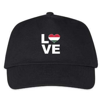 Ich liebe Ungarn Herz Flagge Ungarn - Kinder Basecap - Schwarz - Vorne
