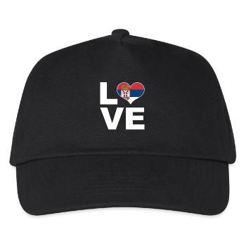 Ich liebe Serbien Herz Flagge Serbien - Kinder Basecap - Schwarz - Vorne