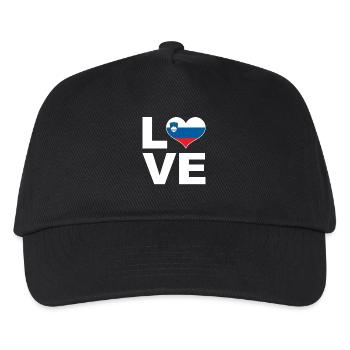 Ich liebe Slowenien Herz Flagge Slowenien - Kinder Basecap - Schwarz - Vorne