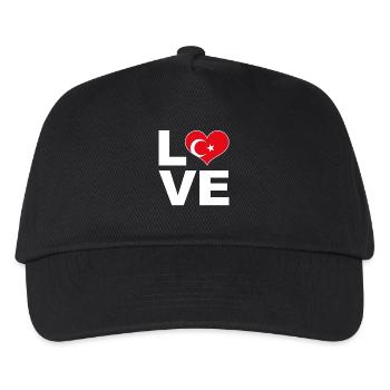 Ich liebe Türkei Herz Flagge Türkei - Kinder Basecap - Schwarz - Vorne