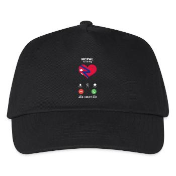 Nepal is calling Nepal Herz Souvenir - Kinder Basecap - Schwarz - Vorne
