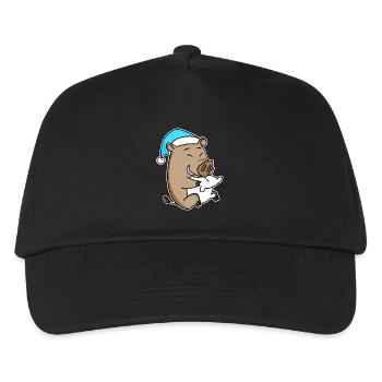 Wildschwein Baby Schwein - Kinder Basecap - Schwarz - Vorne