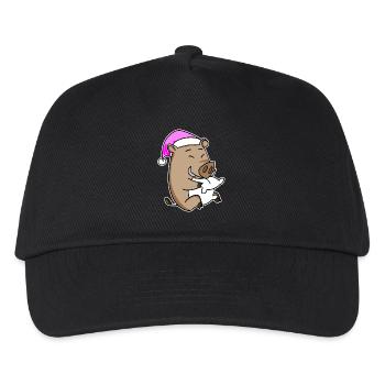 Wildschwein mit Kissen und Schlafmütze - Kinder Basecap - Schwarz - Vorne