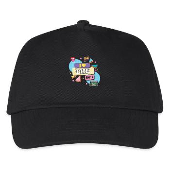 80er Jahre Retro - Kinder Basecap - Schwarz - Vorne