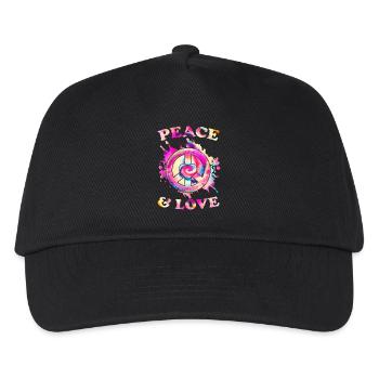 Frieden Liebe Hippie - Kinder Basecap - Schwarz - Vorne