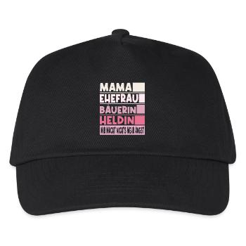 Bäuerin Mama Ehefrau Heldin - Kinder Basecap - Schwarz - Vorne