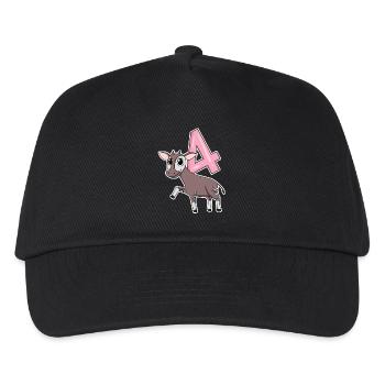 Fille de 4 ans Okapi cadeau de 4ème anniversaire - Casquette de baseball Enfant - noir - Devant