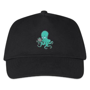 Krake Laptop - Kinder Basecap - Schwarz - Vorne